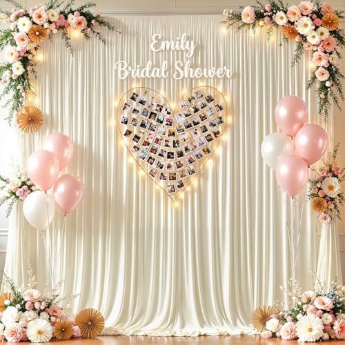 20x10ft Ivory Backdrop Curtains for Wedding Parties Wrinkle Free Photo Backdrop Drapes for Photography Birthday Baby Shower Soft Fabric Party Backgournd for Photoshoot 5x10ft, 4 Panels - Image 7
