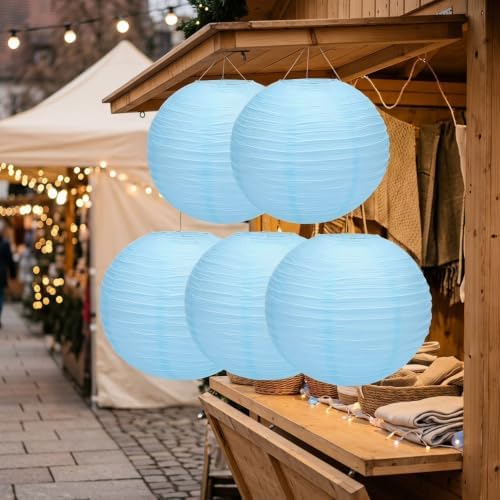 Balagan Chinese Japanese Paper Lanterns 16-Inch 5 Packs (Sky Blue, 16 inch) (BLG-220503) - Image 4