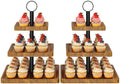IBUYKE 3 Tier Square Cupcake Stand, Set of 2,Rustuc Brown TLJ030H-2 by IBUYKE