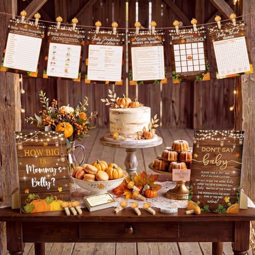 Funnymoom 426 Pcs Fall Pumpkin Baby Shower Games Set, 8 Games Activities - Image 5