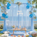 20ft x 12ft Baby Blue Tulle Backdrop Curtain for Baby Shower Party Sheer Fabric Backdrop Curtains for Boy Birthday Gender Reveal Back Drop Wedding Photo Backdrop Drapes Background 4 Panels 5ft x 12ft - Image 4