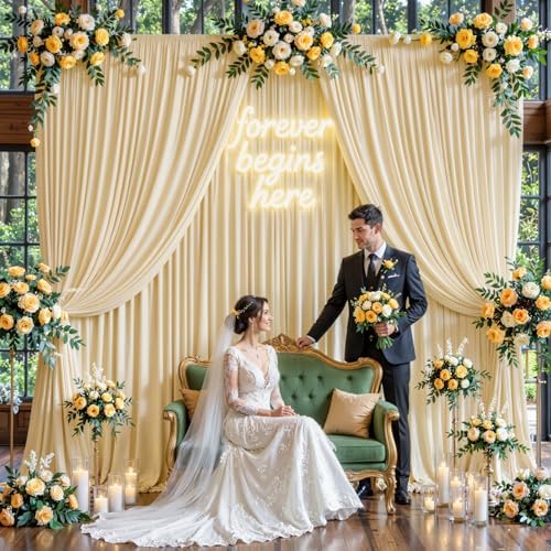 30x10FT Backdrop Curtains with Rod Pockets - Wrinkle Free Photo Stage Backdrop 6 Panels Curtains Drapes for Photography Wedding Party Baby Shower Decorations (Champagne) - Image 4
