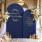 Navy Blue Arch Covers Backdrop Set of 2 Wedding Arch Covers Stretchy Backdrop Decorations Baby Shower Bridal Shower Photo Birthday Party Graduation Arch Covers 7.2 and 6ft Spandex - Image 2