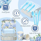 350 Pcs Hydrangea Floral Paper Plates and Napkins Set Disposable - Image 5