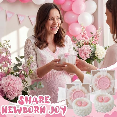 MTLEE 24 Pcs Baby Shower Candle Party Favors for Guests Pink Footprints Scented Candles with Bow Gift Box Ribbon Cute Feet Shaped Return Gifts Keepsakes for Baby Shower Gender Reveal Party Supplies - Image 4