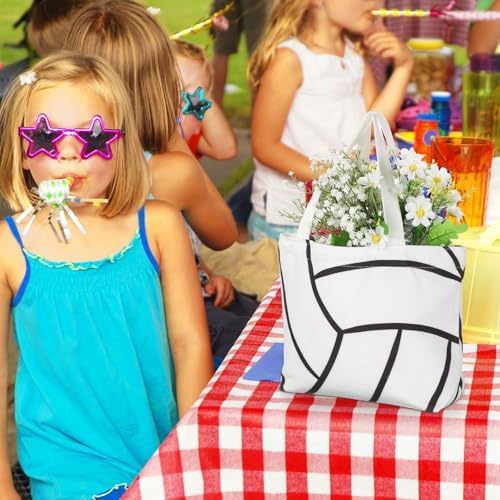 12 Pcs Volleyball Canvas Tote Bags for Kids Sports Party Favor - Image 6