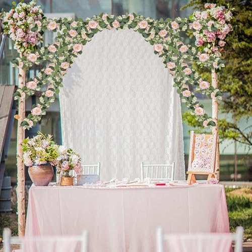 MAKHOT 2 Pcs Pink 6.6Ft Artificial Eucalyptus Flower Garland with Fake Rose Flower Vine Seeded Eucalyptus Leaves Greenery Garland for Wedding Table Backdrop Party Centerpiece Room Decor (Pink) - Image 6
