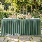 Wish Care Sage Green Table Clothes for Rectangle Tables 6ft, Wrinkle Resistant Fitted Table Cloth with Pleated Ruffle Skirts for Banquet Wedding Baby Shower Folding Tables by WishCare
