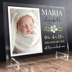 11.75"x9.75" Custom Glass Picture Frame for 5x7 Photo, Personalized Baby Picture Frames, Nursery Decor for Gender Reveal and Baby Announcement Ideas, Adoption Gifts for New Parents (Design 2) by BasicFundamentals