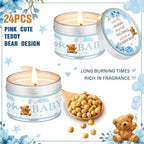 MTLEE Bear 24 Pcs Baby Shower Party Favors Candles Lavender Scented Baby Shower Favors for Guests Rustic Tealights Candles Gender Reveal Return Gifts(Blue, 1.2 oz) - Image 3