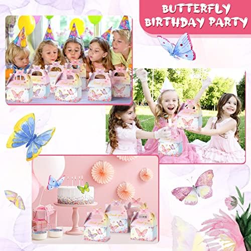 Seajan 48 Pcs Butterfly Boxes Party Favor, Butterfly Candy Treat Goodie Gable Box Pink and Purple Floral Paper Gift Box for Birthday Decorations Baby Shower Wedding Party Supplies - Image 6