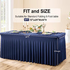 Spandex Tablecloth 6FT Rectangle Table Cover 6 Pcs Navy Blue Wrinkle-Free - Image 6
