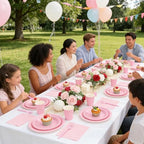 Light Pink Plates and Napkins Include 9’’Disposable Burgundy Paper Plate, 7’’Dessert Plates and Cups and Napkins Forks Set for Baby Showers, Birthday, Wedding, Serves 50 - Image 7