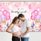 We Can Bearly Wait Backdrop 12x10 FT Pink Boho Baby Shower Background - Image 2