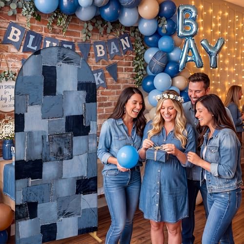 Breling 6.6ft Blue Jean Baby Shower Arch Backdrop Cover - Image 5