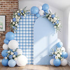 Tegeme 2 Set Gingham Arch Backdrop Cover 7.2ft 6.6ft Arch Cover, Blue - Image 3