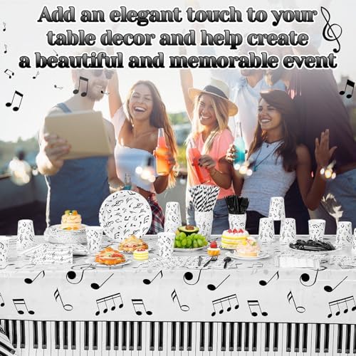 Potchen 452 Pcs Music Notes Plates Napkins Party Supply, White Black - Image 4