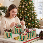 Yeaqee 50 Pcs Mini Metallic Paper Gift Bags with Handle, Kraft, Green - Image 6