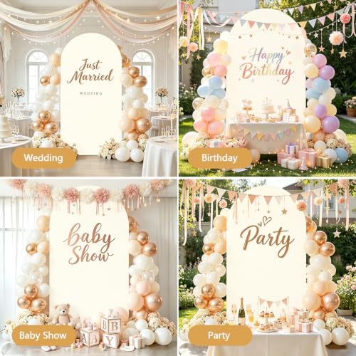 6FT Arch Backdrop Stand and Beige Cover Set,Balloon Arch Stand - Image 4