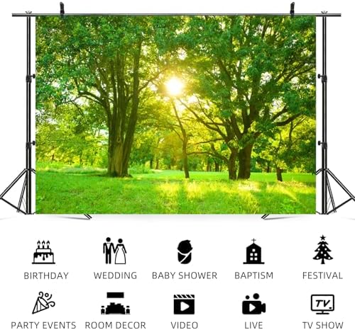 20x10ft Spring Backdrop Green Forest Sunshine Photography Background Jungle Trees Grass Field Nature Scenery Kids Birthday Baby Shower Banner Decorations Wedding Portrait Photo Booth Prop - Image 5
