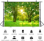 10x6.5ft Spring Backdrop Green Forest Sunshine Photography Background Jungle Trees Grass Field Nature Scenery Kids Birthday Baby Shower Banner Decorations Wedding Portrait Photo Booth Prop - Image 5