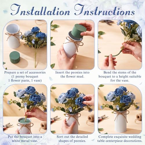 Domensi 6 Sets Wedding Floral Centerpiece for Table Decor, Foggy Blue - Image 6