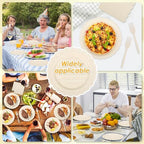 200Pcs Ivory Paper Plates and Napkins Party Supplie, Scalloped Tableware Set Serves 50 Guests, Paper Plates Forks Cocktail Napkins for Bridal Shower Baby Shower Wedding Birthday Party - Image 2