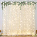 Champagne Backdrop Curtains with Lights String for Wedding Parties 10×10ft Sheer Tulle Backdrop Curtain for Bridal Shower Baby Shower Birthday Party Photo Shoot Decorations 2 Panels 5×10ft by Suppromo