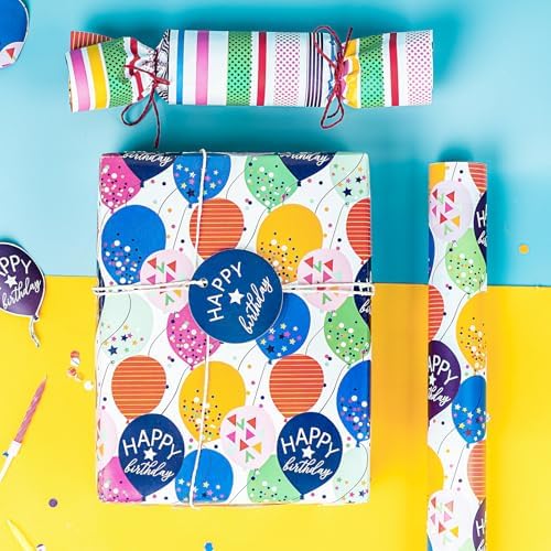 WRAPAHOLIC 30 Inch Jumbo Reversible Birthday Wrapping Paper - 30 Inch x 100 Feet Jumbo Roll - Colorful Balloon with Confetti Design for Birthday, Baby Shower - Image 6