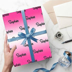 MyPupSocks Personalized Logo Wrapping Paper, Gradient Deep Pink And White Custom Gift Wrapping Paper with Name Text for Teens Women Men Mom Dad Birthday Wedding Happy New Year 58x23 5 Rolls - Image 5