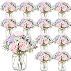 Zeyune 12 Sets Mason Jar Flowers Centerpiece Table Decorations,Purple,Pink by Zeyune