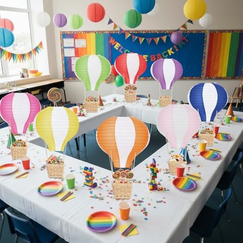 Meooeck 8 Sets Colorful Hot Air Balloon Table Centerpieces Decor - Image 5