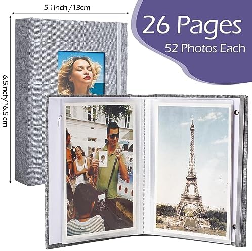 Tinlade 10 Pieces Small Photo Album 4 x 6 Inch Picture Album 26 Clear Pages Hold 52 Pictures Linen Cover Photo Book with Front Window(Black, Gray, Blue) - Image 2