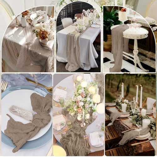 10 Pack Cheesecloth Table Runner 35 x 120 Inch, Nude - Image 7