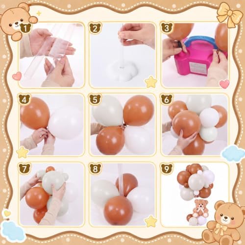 6 Sets Bear Baby Shower Decorations, Centerpieces,Beige White - Image 3