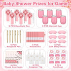 Talltalk 6 Sets Baby Shower Prizes for Game Wedding Bridal Shower Winners Gifts Guest Favors Luggage Tag Handheld Fan Cup Notebooks Silk Eye Mask Ballpoint Pen Card Bags(Pink) - Image 3