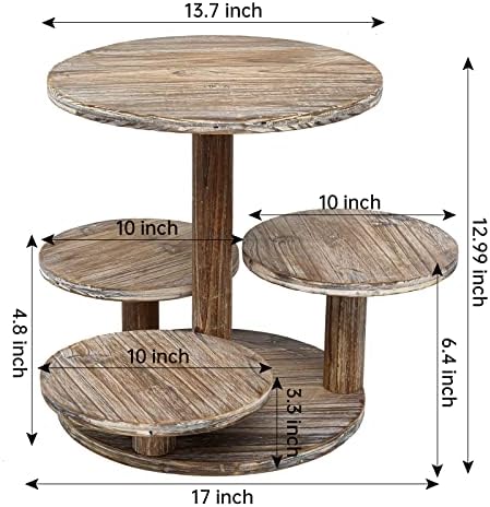 SwallowLiving 5 Tier Round Cupcake Tower Stand for 60 Cupcakes Wooden Cake Stands Farmhouse Tiered Tray Decor Cupcake Display for Birthday Graduation Baby Shower Tea Party and Wedding - Image 4