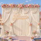 10x12ft Champagne Backdrop Curtains for Parties Wrinkle Free Fabric Backdrop Curtain Wedding Photo Drapes Backdrop for Birthday Party Baby Shower Bridal Shower Photography Back Drop 2 Panels 5x12FT - Image 3