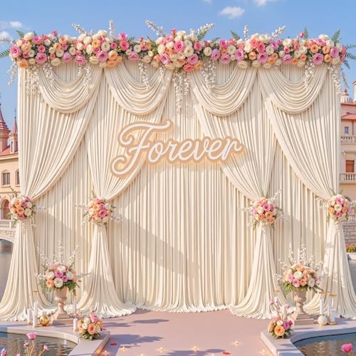 10x12ft Champagne Backdrop Curtains for Parties Wrinkle Free Fabric Backdrop Curtain Wedding Photo Drapes Backdrop for Birthday Party Baby Shower Bridal Shower Photography Back Drop 2 Panels 5x12FT - Image 3