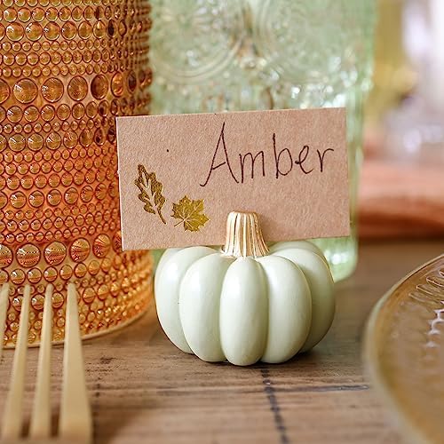 Kate Aspen 12pcs Fall Decor Green Pumpkin Place Card Holder, Place Settings, Perfect for Thanksgiving Table Decor, Fall Themed Weddings, Bridal Brunches (Place Cards Included) - Image 7