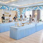 2 Pack Baby Blue Table Cloth for 8 Foot Rectangle Tables Spandex Fitted Tablecloth 8ft Stretch Table Covers Skirt Baby Blue Banquet Tablecloths Wrinkle Free Tablecloth for Party Wedding Birthday Event - Image 3
