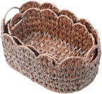 Set of 2 Scalloped Baskets, Small Wicker Baskets for Gifts, Brown by WEAVECOMFORTINTOEVERYCORNER