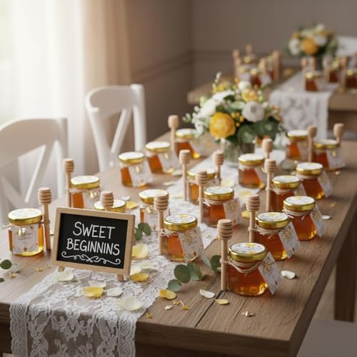 Adabocute Honey Pot, Mini Honey Jars w/Dippers, Glass Jars 1.5oz 40 Pack - Image 3