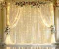 Champagne Tulle Photo Backdrop Curtain with Lights String for Parties Wedding Bridal Shower Sheer Champagne Curtain Backdrop for Birthday Baby Shower Photo Booth Photography 20ft x 8ft by Suppromo