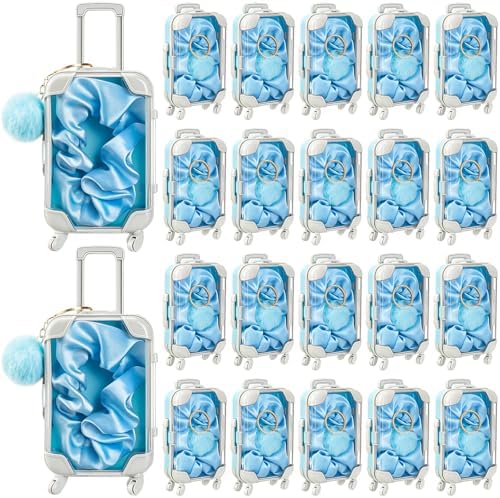 LemonRoad 60 Pcs Mini Empty Suitcase Box with Plush Keychain, Blue by Unknown