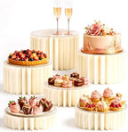 ZANIRA 6 Pack White Buffet Risers, Foldable Paper Honeycomb Stands with Frosted Acrylic Trays for Party, Dessert Table Risers for Buffet Table, Weddings, Cakes, Cupcakes and Catering by Unknown