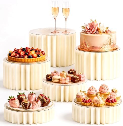 ZANIRA 6 Pack White Buffet Risers, Foldable Paper Honeycomb Stands with Frosted Acrylic Trays for Party, Dessert Table Risers for Buffet Table, Weddings, Cakes, Cupcakes and Catering by Unknown