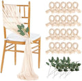 QueenDream Champagne Chair Sashes Wedding Aisle Decorations: 16 Packs 8ft Long Draping Fabric Sheer Church Chair Cover Bulk for Party Banquet by QueenDream