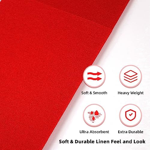KAMMAK Red Napkins Disposable Dinner Paper Napkins with Pocket 100 Pack Cloth Like Folded Wedding Reception Napkin Guest Hand Towels for Party Decoration, Bathroom, Kitchen, Hotel (16.5 x 16.5 inch) - Image 5