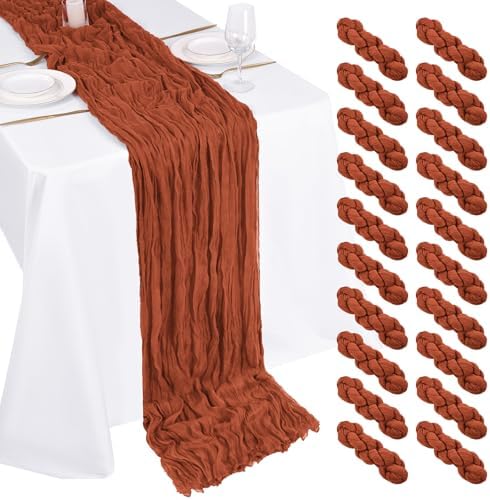 20 Pack Cheesecloth Table Runner - 17x108 Inch Terracotta Boho Gauze Cheese Cloth Table Runners for Baby Bridal Shower Decoration Wedding Party Summer Garden Farmhouse by Unknown
